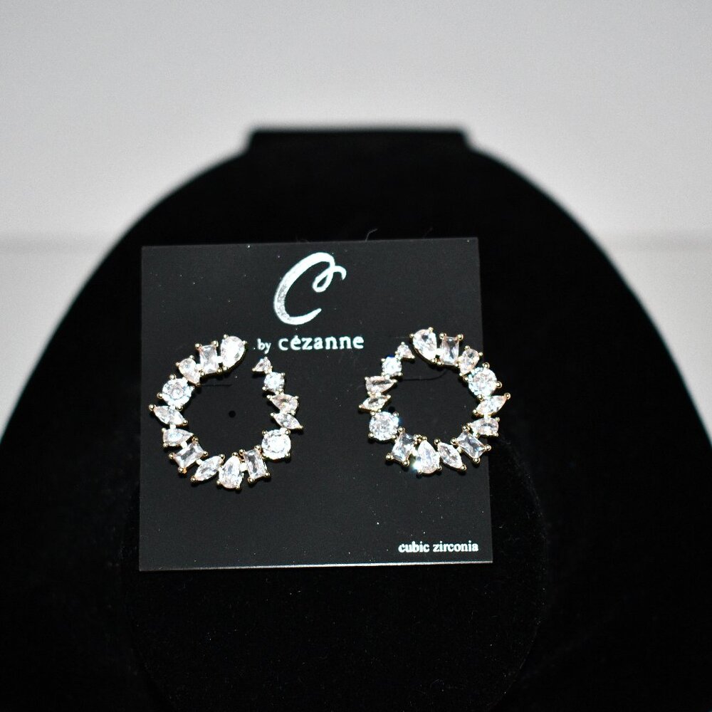 Cezanne CZ Gold Circle Earrings NWT